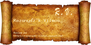 Rezsnyák Vilmos névjegykártya